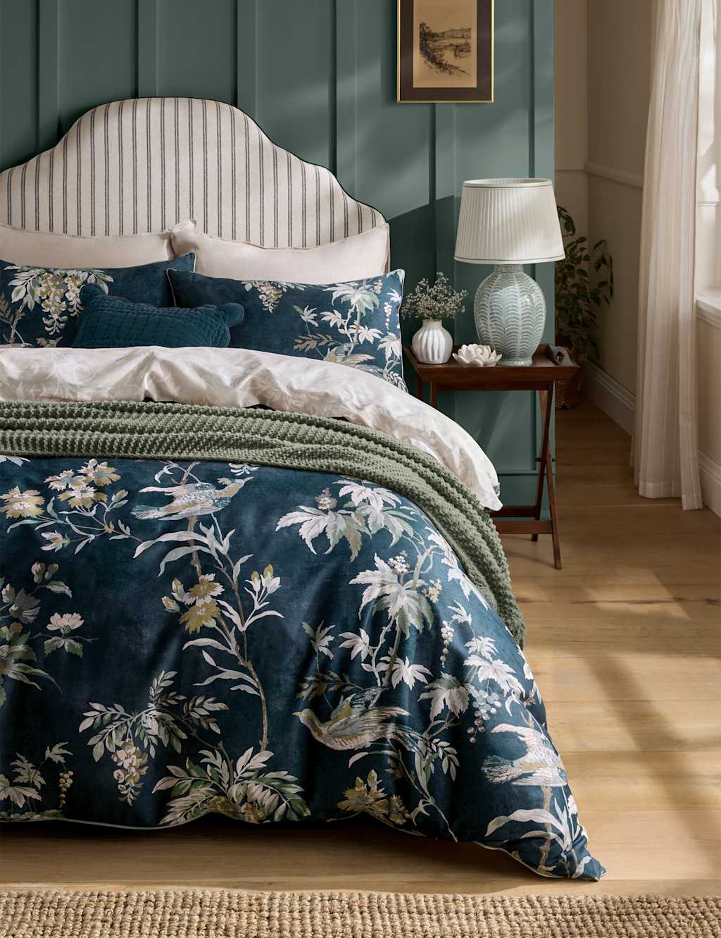 Laura Ashley Pure Cotton Attleton Bedding Set - Double (4 ft 6) - Blue Mix - Available at M&S