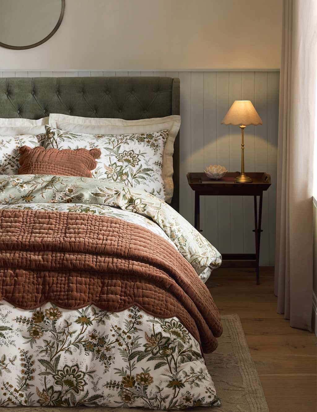 Laura Ashley Marlbrook Floral Reversible Bedding Set - Single (3 ft) - Green Mix - Available at M&S