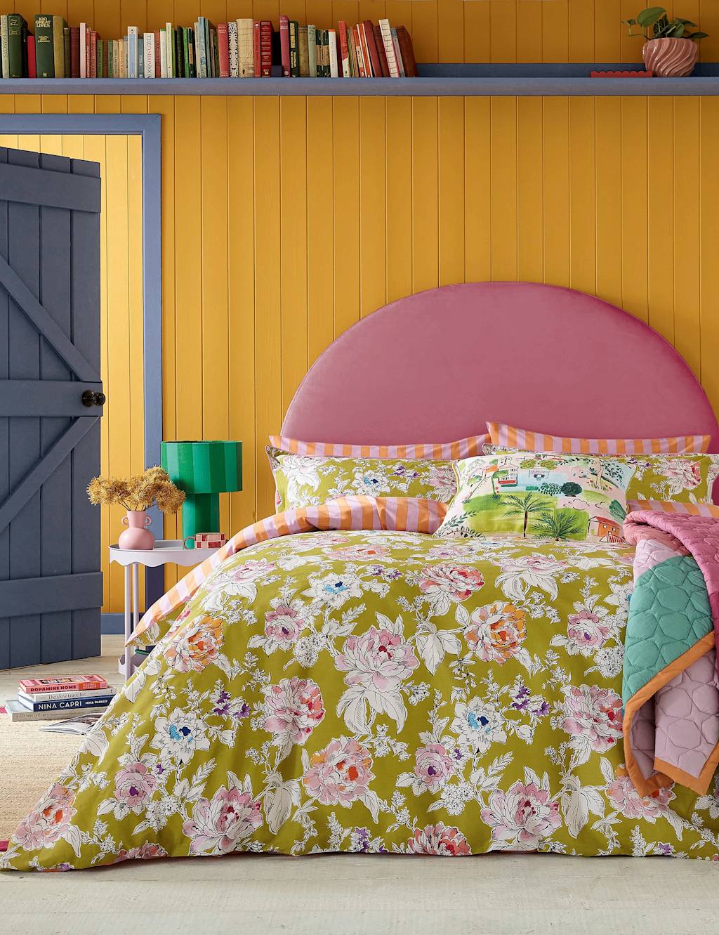 Land & Shore Pure Cotton Peony Bedding Set - King Size (5 ft) - Multi - Available at M&S