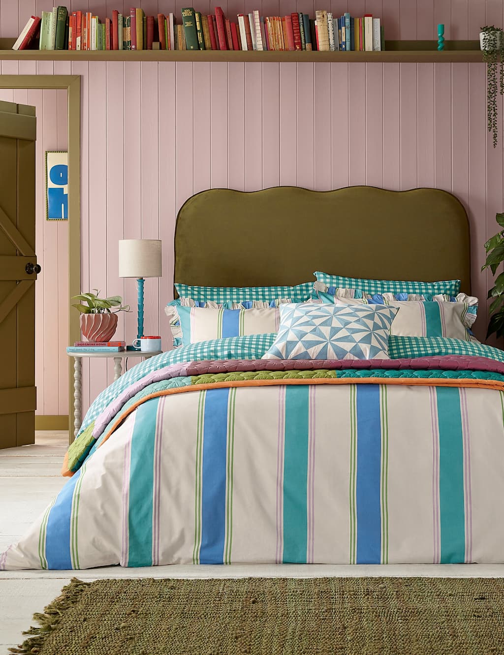 Land & Shore Pure Cotton Winnie Stripe Bedding Set - King Size (5 ft) - Multi - Available at M&S