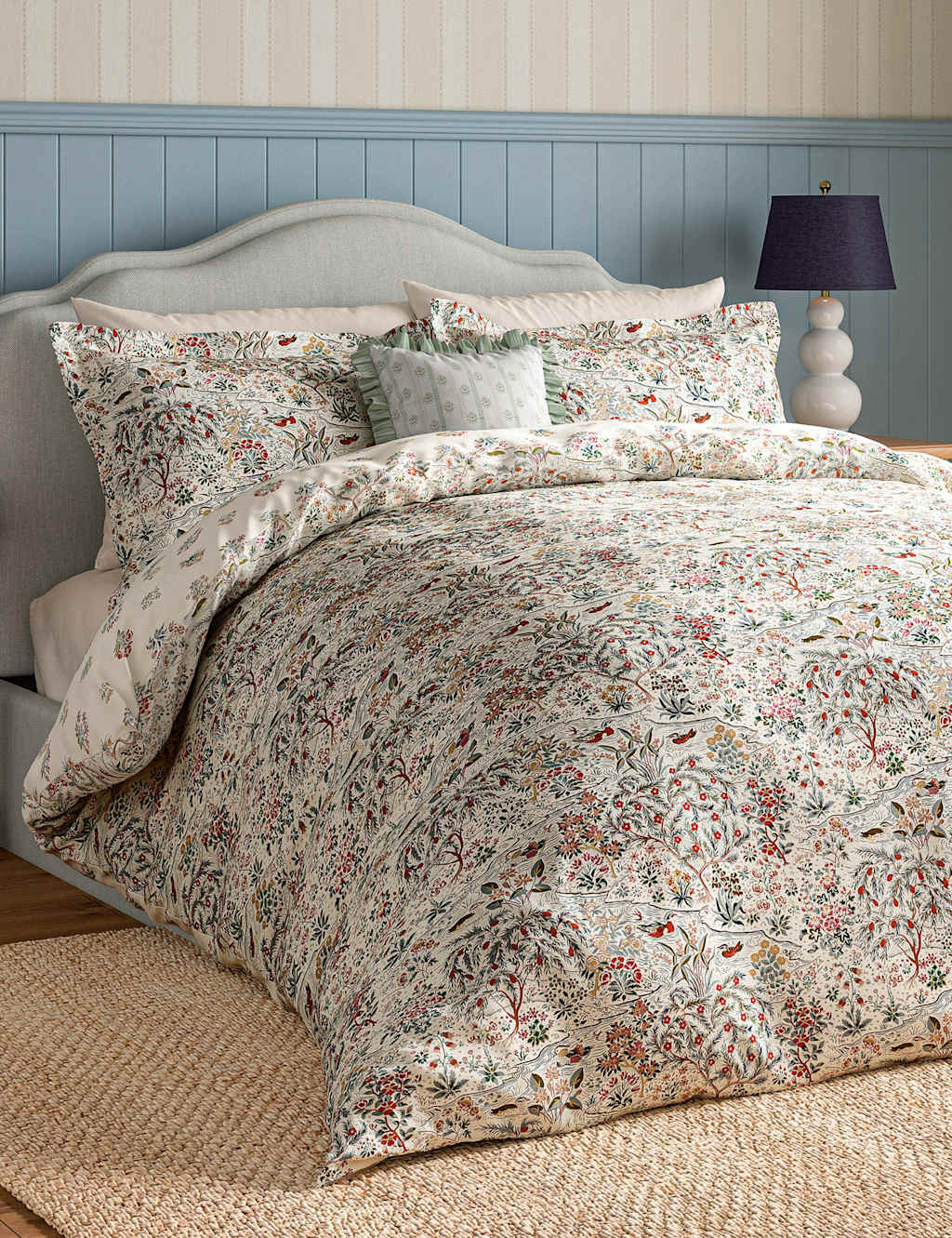 Sanderson Pure Cotton Moat Birds Bedding Set - Single (3 ft) - Cream Mix - Available at M&S