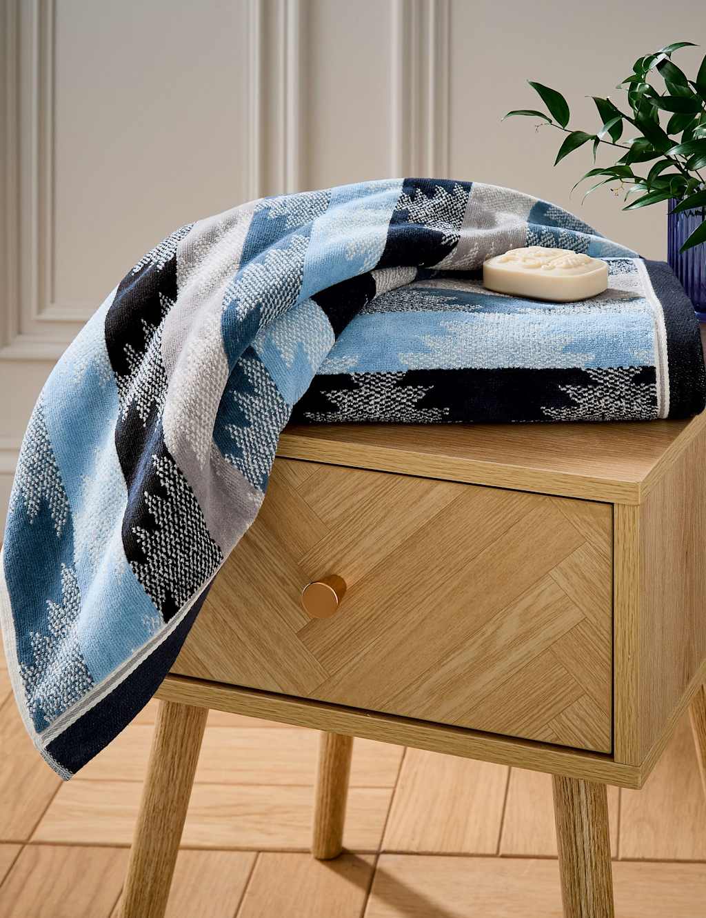Bedeck Of Belfast Pure Cotton Kayah/Liyana Towel - Bath Towel - Indigo Mix - Available at M&S