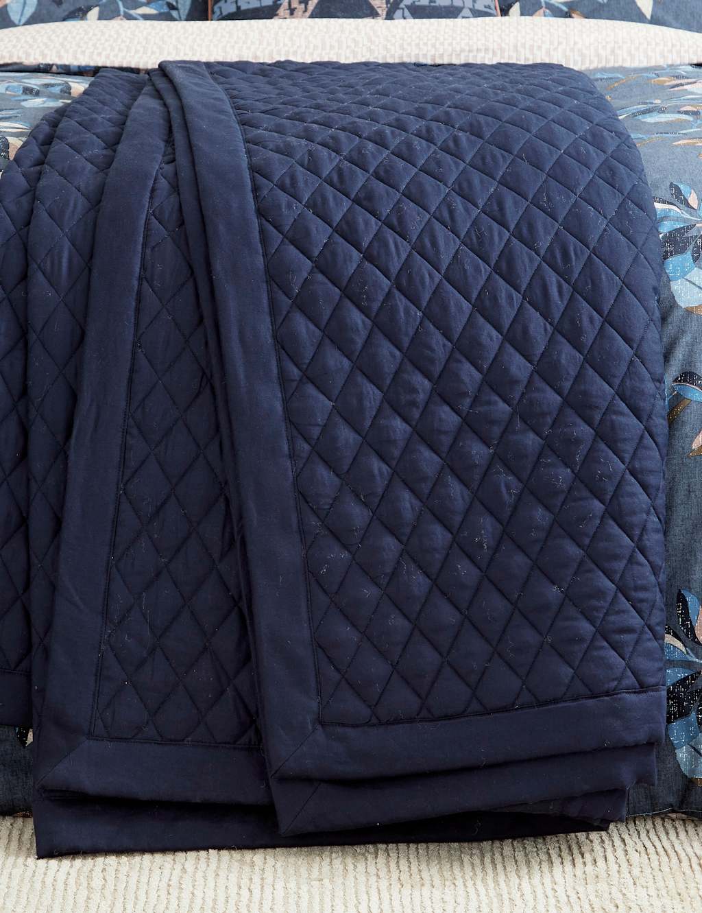Bedeck Of Belfast Pure Cotton Sutton Quilted Throw - Large - Navy - Available at M&S