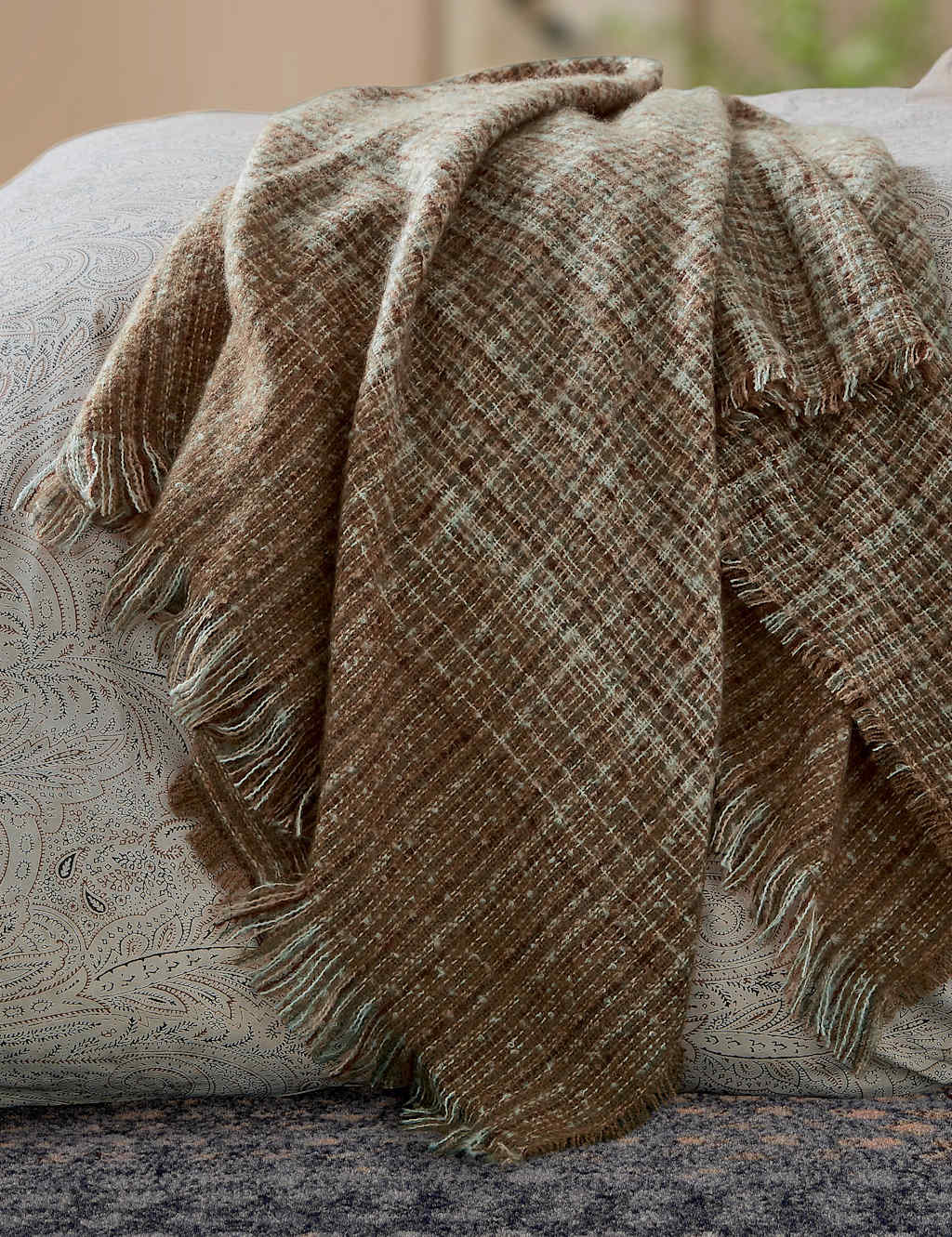 Bedeck Of Belfast Woven Osanna Tasselled Throw - Large - Brown Mix - Available at M&S