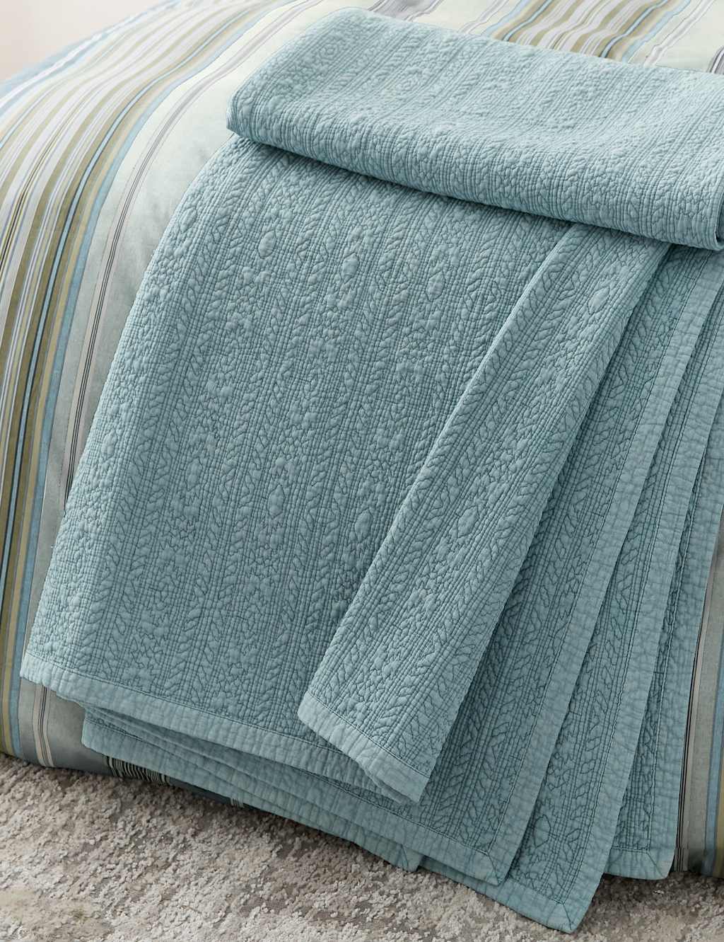Bedeck Of Belfast Pure Cotton Quilted Throw - Large - Blue - Available at M&S