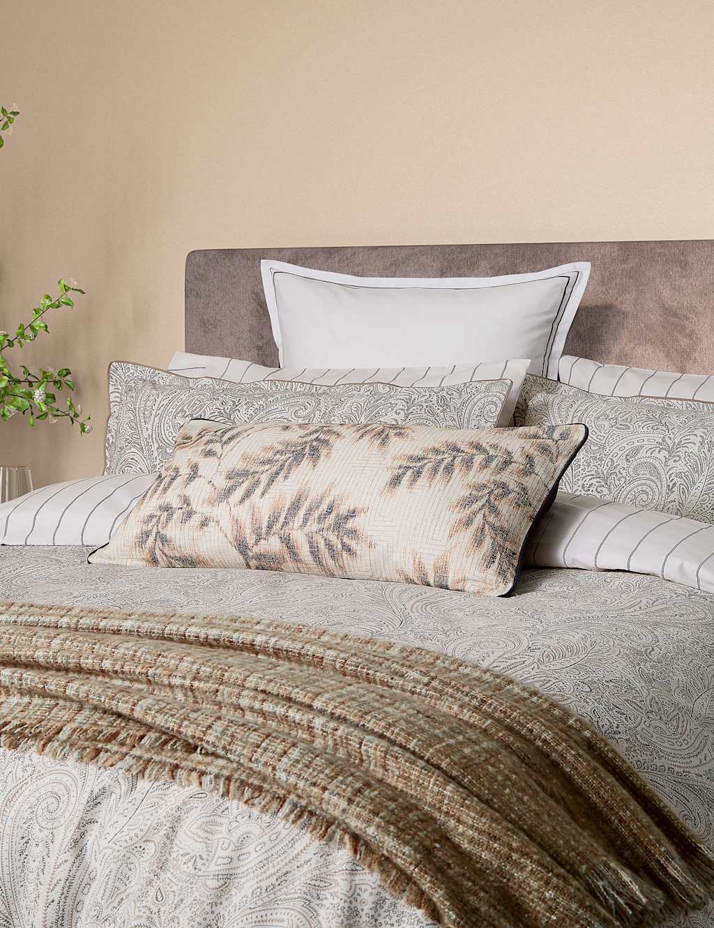Bedeck Of Belfast Avita Pure Cotton Percale Bedding Set - Single (3 ft) - Cream Mix - Available at M&S