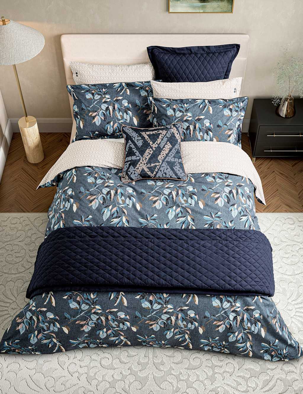 Bedeck Of Belfast Pure Cotton Bedding Set - Single (3 ft) - Denim Mix - Available at M&S
