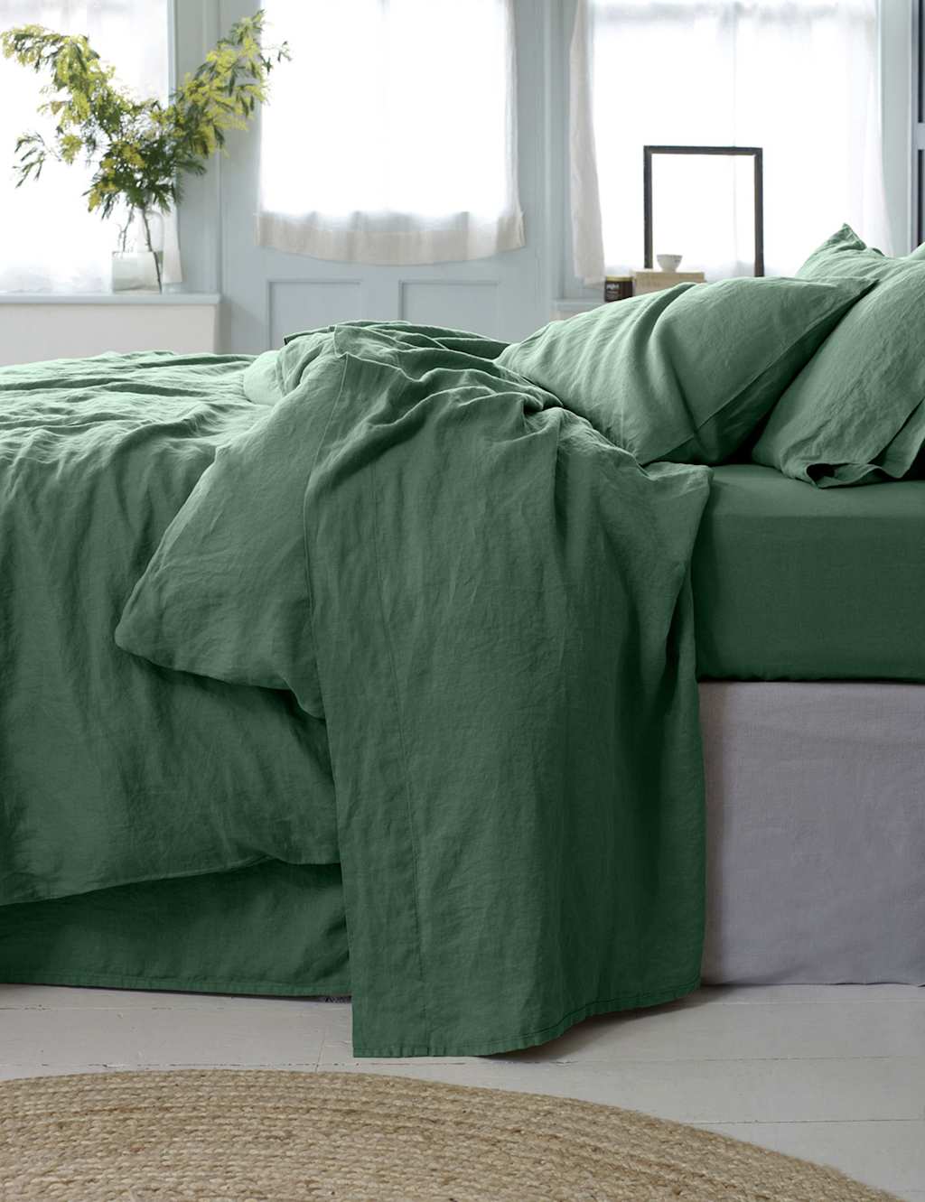 Piglet In Bed Linen Rich Flat Sheet - Double (4 ft 6) - Green - Available at M&S