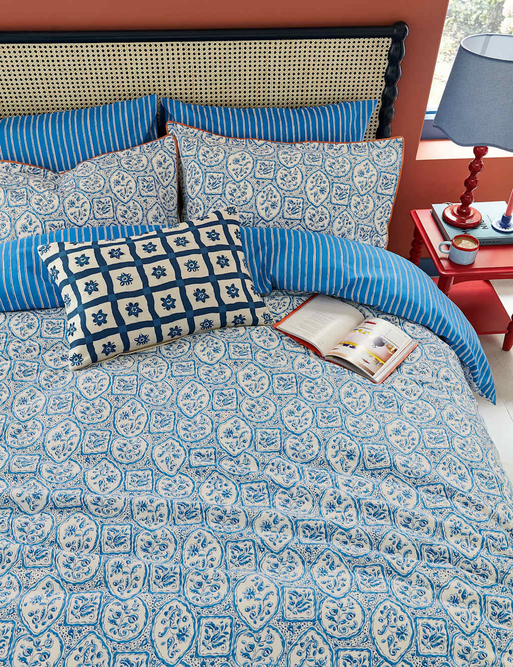 Land & Shore 2 Pack Pure Cotton Portrait Stripe Piilowcases - Blue Mix - Available at M&S