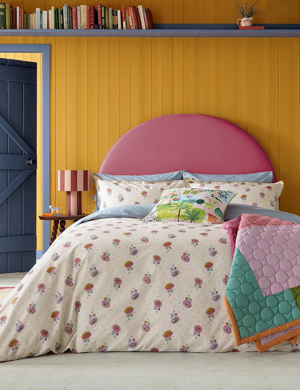 Land & Shore 2 Pack Pure Cotton Rene Pillowcases - Light Blue Mix - Available at M&S