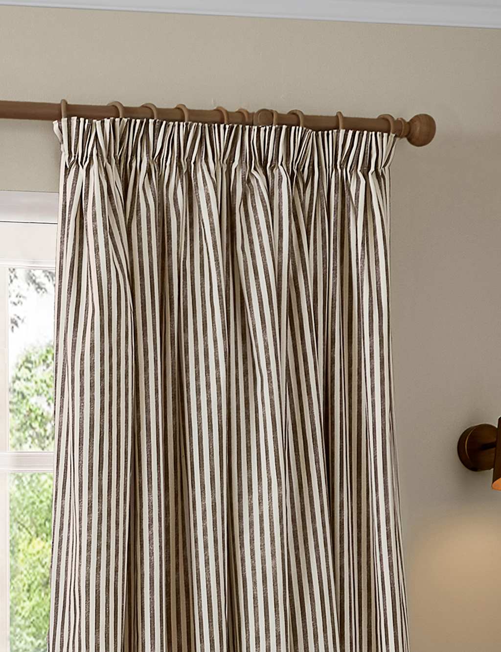Yard Hebden Striped Pencil Pleat Curtains - W218cm, Drop 183cm - Brown Mix - Available at M&S