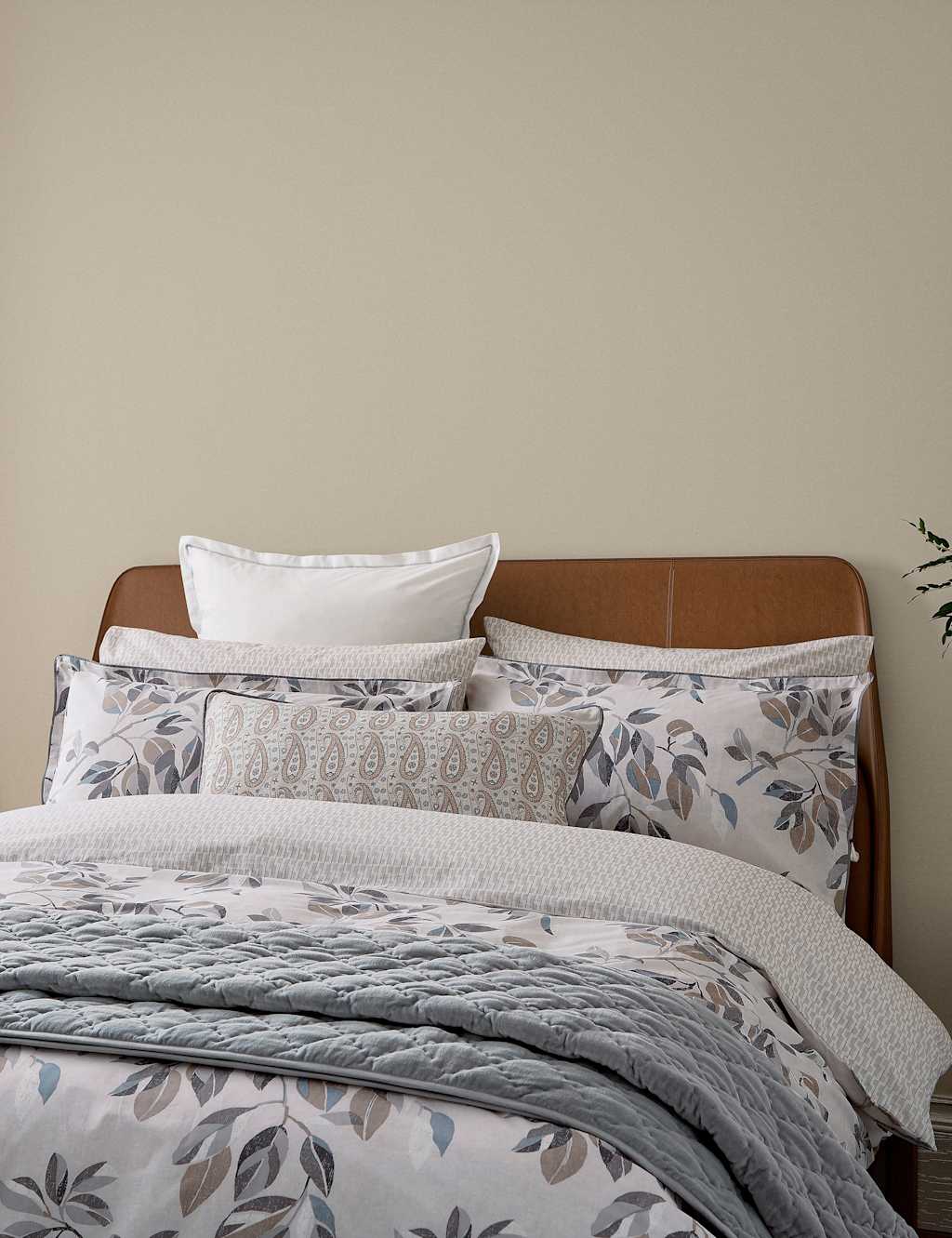 Bedeck Of Belfast 2 Pack Pure Cotton Albany/Danza Pillowcases - Light Grey - Available at M&S