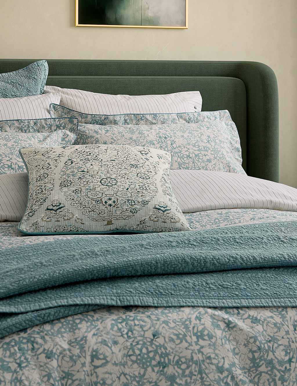 Bedeck Of Belfast Pure Cotton Oscar/Celina Pillowcase - Blue Mix - Available at M&S