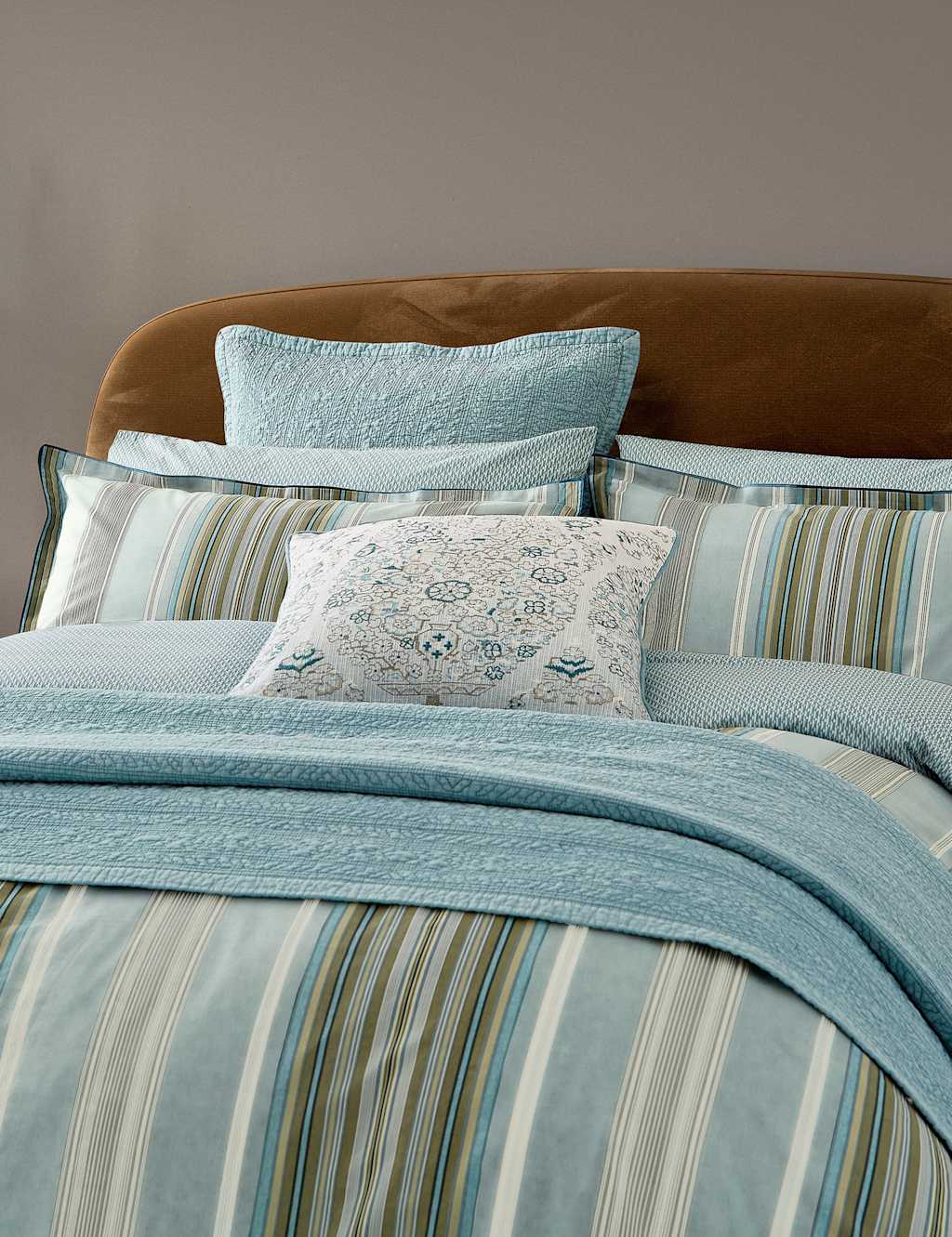 Bedeck Of Belfast 2 Pack Pure Cotton Oscar Pillowcases - Teal Mix - Available at M&S