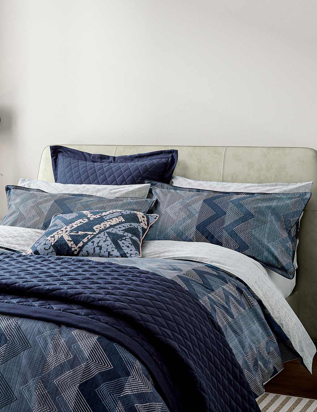 Bedeck Of Belfast 2 Pack Pure Cotton Sutton Pillowcases - Blue Mix - Available at M&S