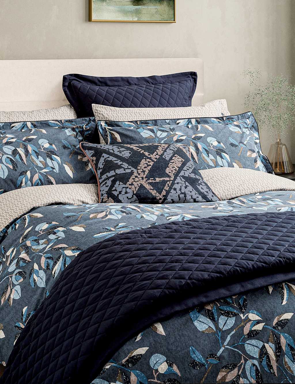 Bedeck Of Belfast Pure Cotton Sutton/Albany Pillowcase - Indigo - Available at M&S