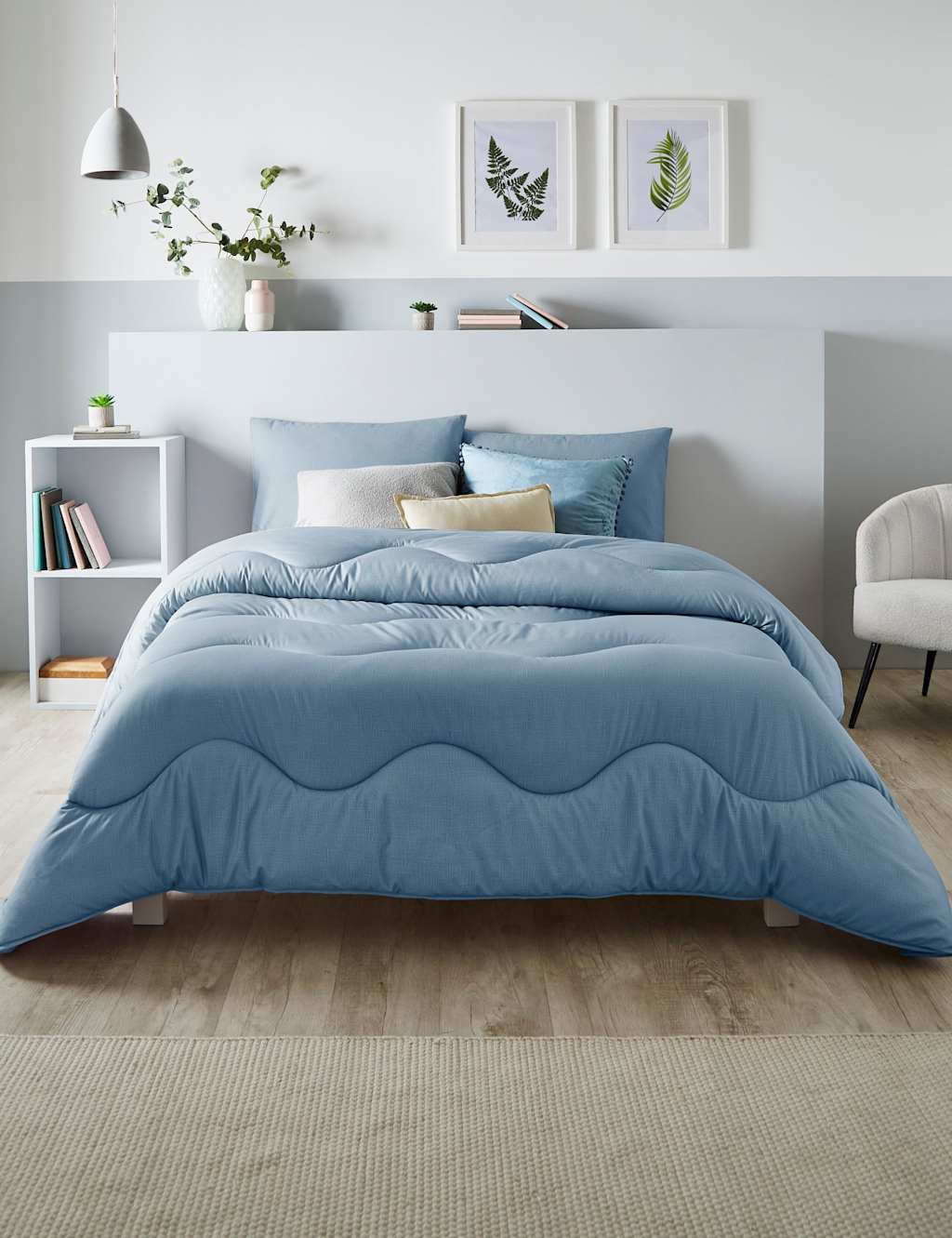 Nightlark 2 Pack Linen Print Pillowcases - Light Blue - Available at M&S
