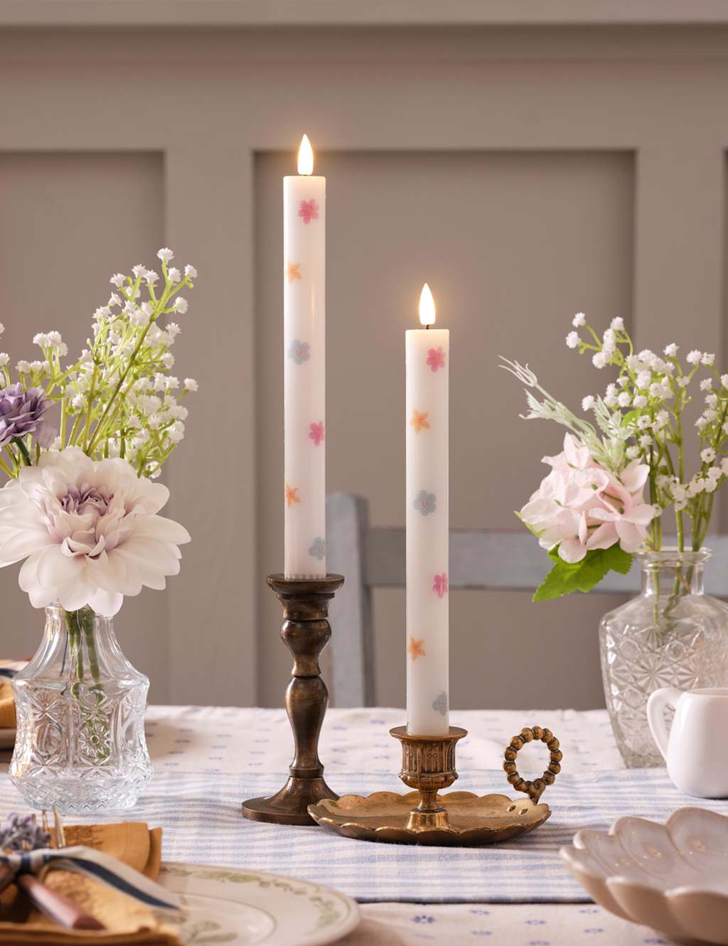 Set of 2 TruGlow Spring Taper Dinner Candles