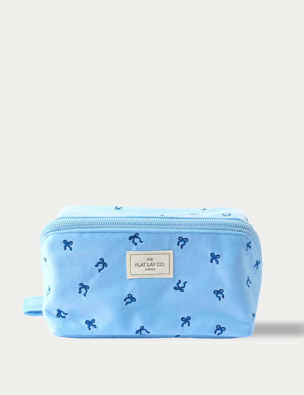 Flat Lay Co Flat Lay Makeup Box Bag - Ditsy Bows Blue Embroidered Velvet Blue Mix