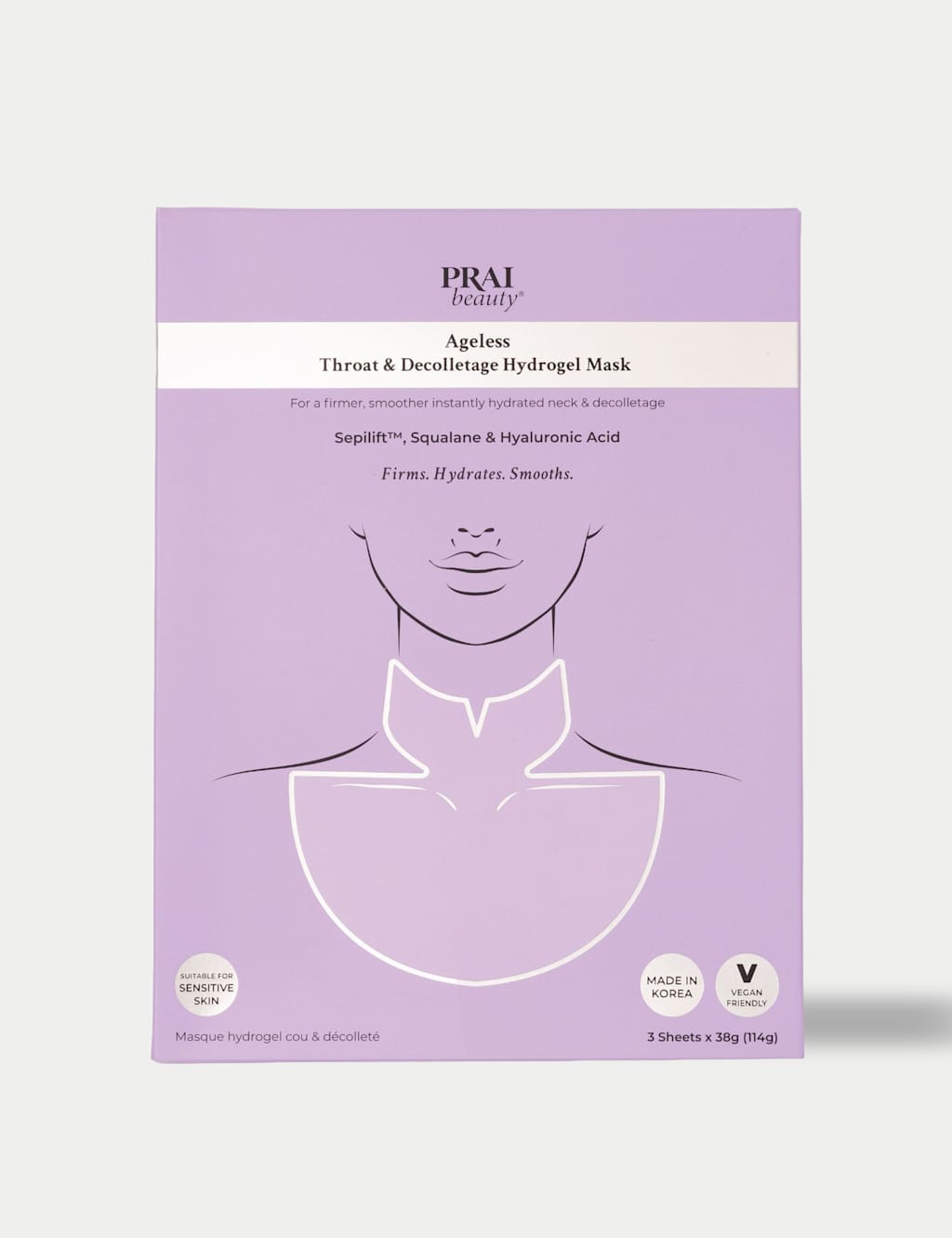 Prai Women's Ageless Throat & Decolletage Hydrogel Mask (3-Pack) - Available at M&S