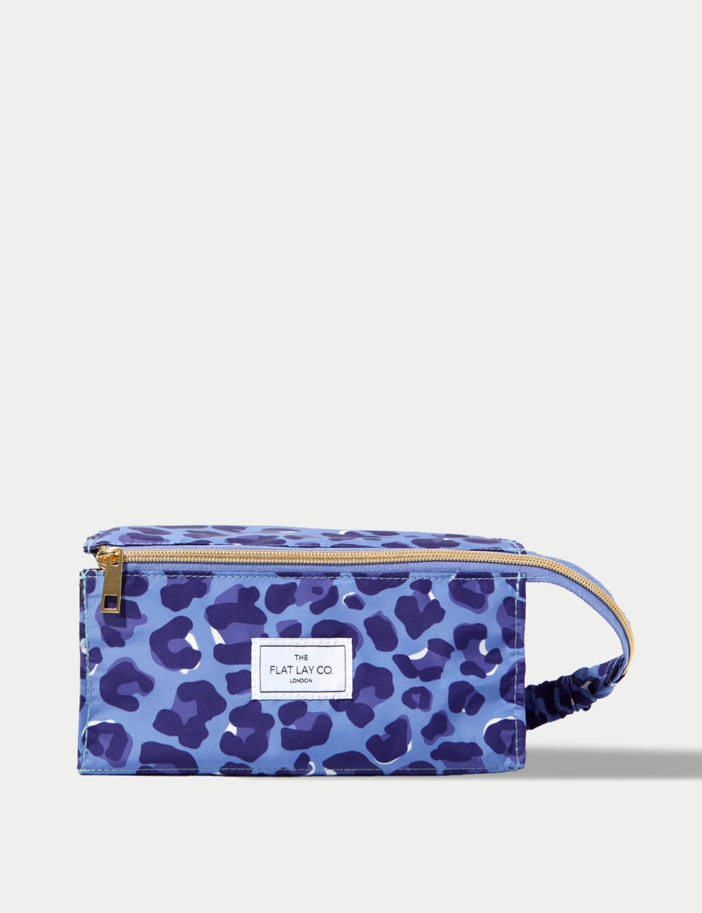 Open Flat Box Makeup Bag in Blue Leopard