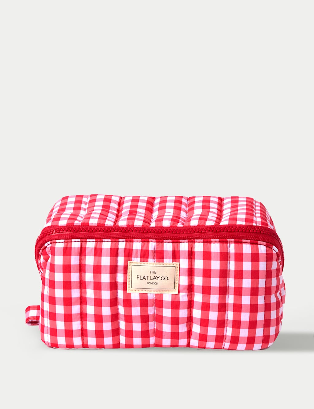 Flat Lay Makeup Box Bag - Red Gingham Marshmallow