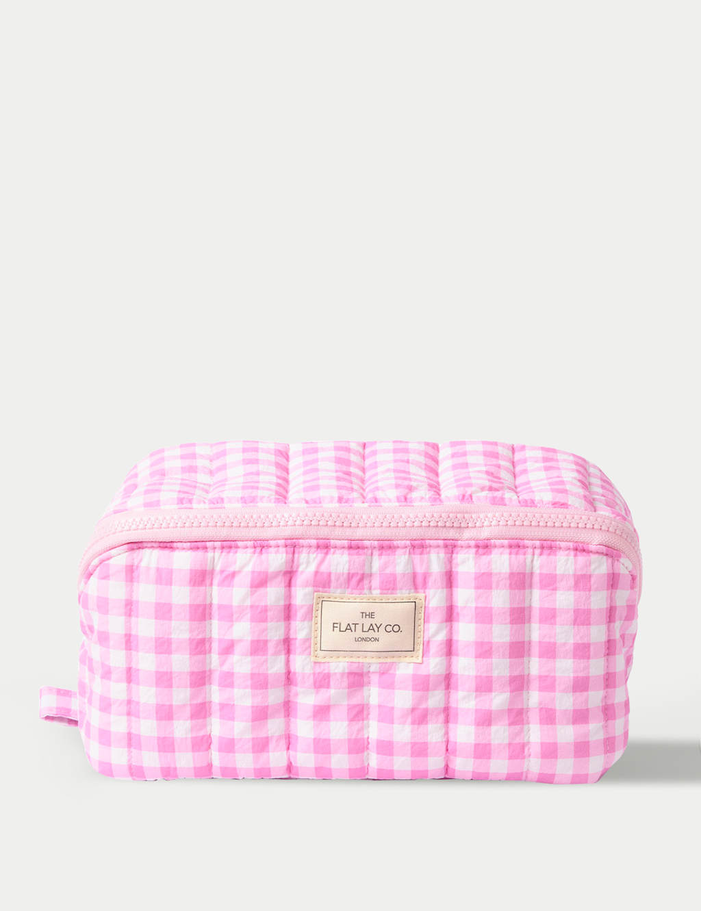 Flat Lay Makeup Box Bag - Pink Gingham Marshmallow