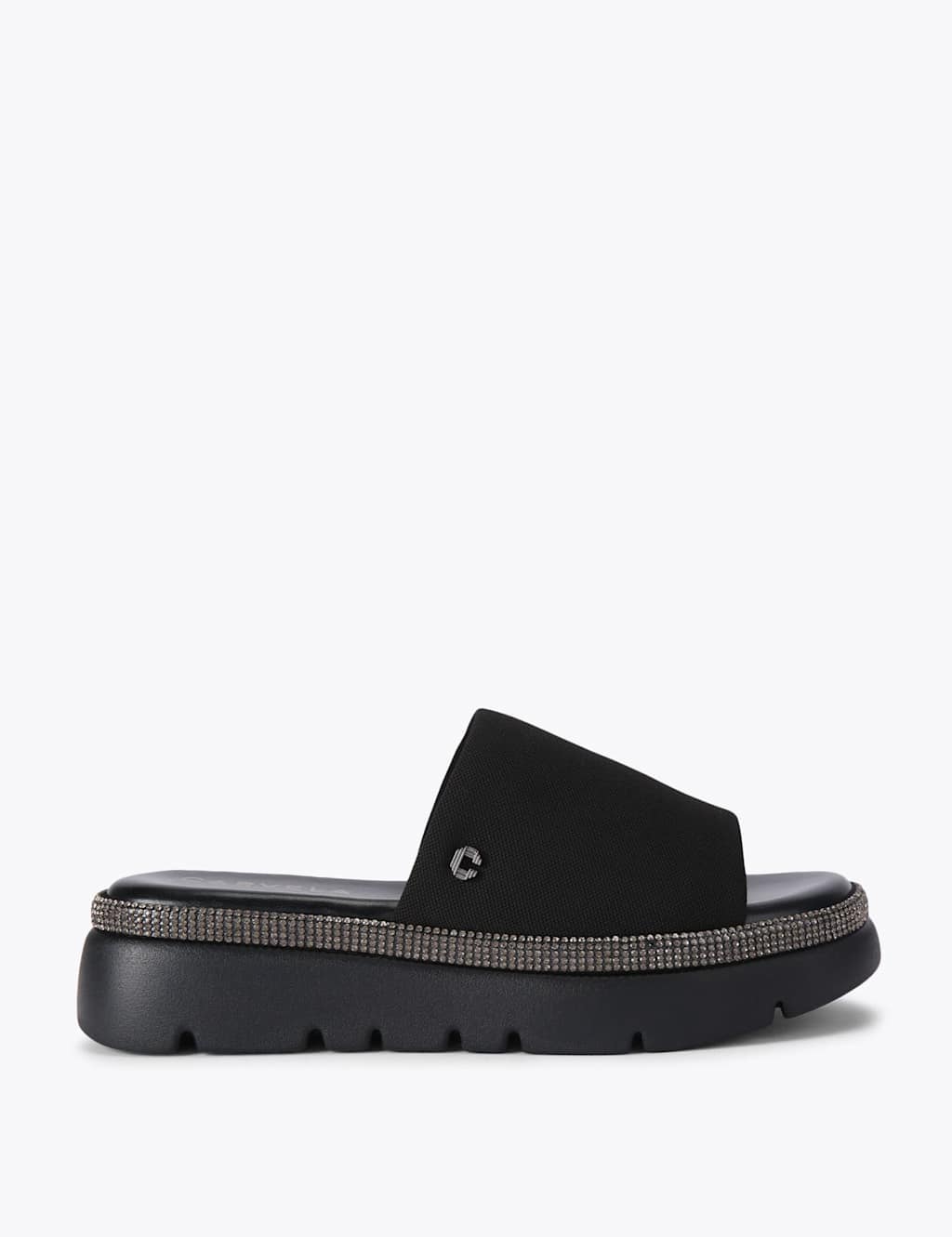 Carvela Women's Embellished Sparkle Flatform Sliders - 3 - Black - Available at M&S
