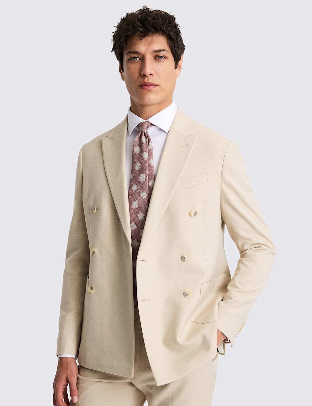 Moss Men's Slim Fit Double Breasted Suit Jacket - 42 - Camel - Available at M&S