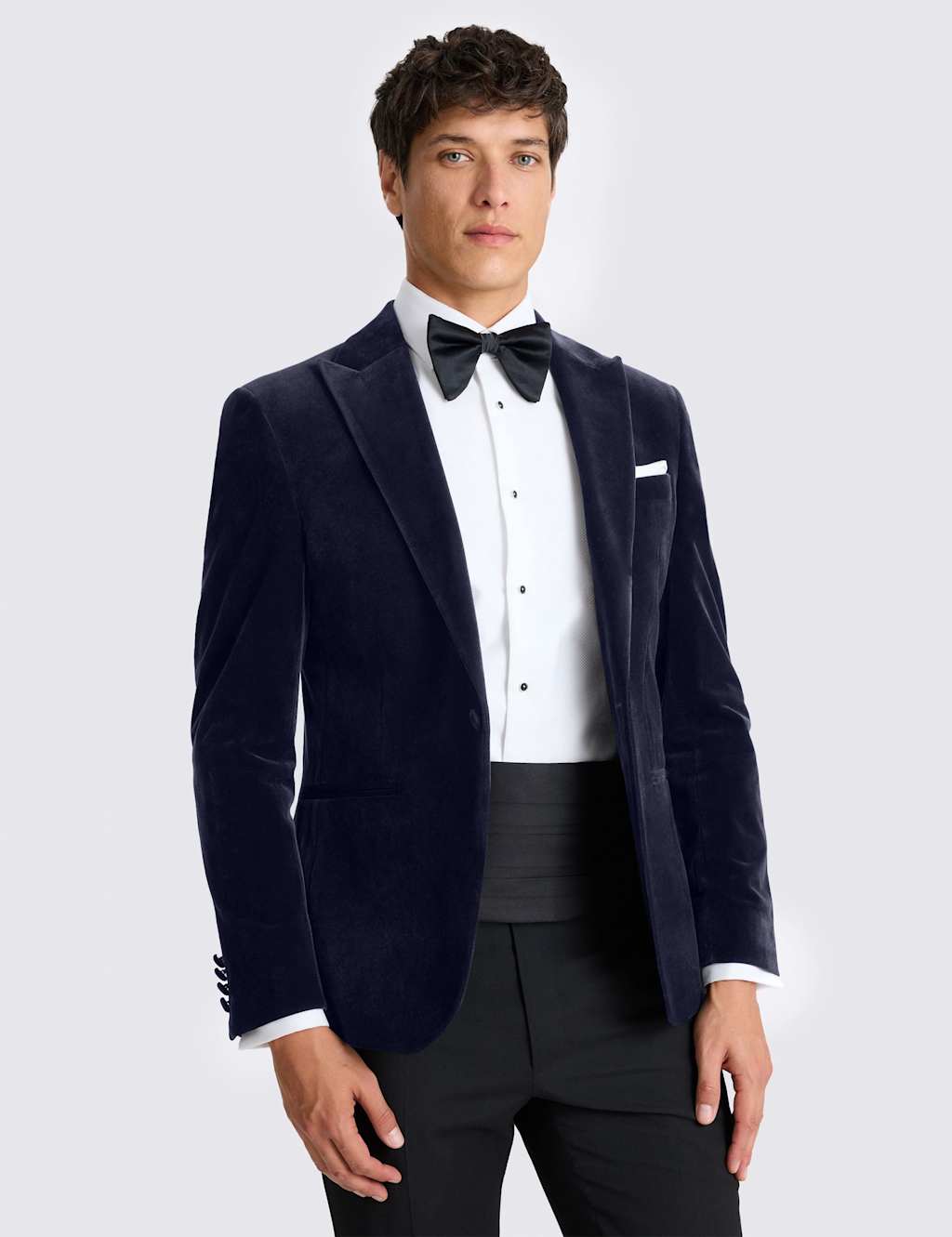 Moss Men's Slim Fit Velvet Jacket - 36 - Dark Navy - Available at M&S
