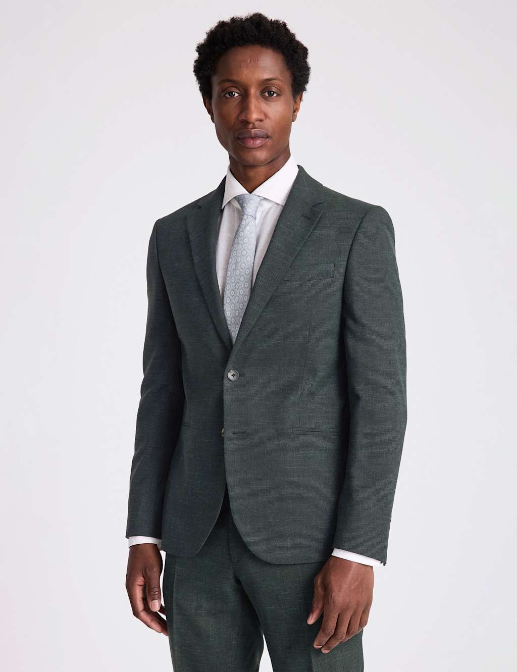 Moss Men's Slim Fit Puppytooth Suit Jacket - 36 - Dark Green - Available at M&S