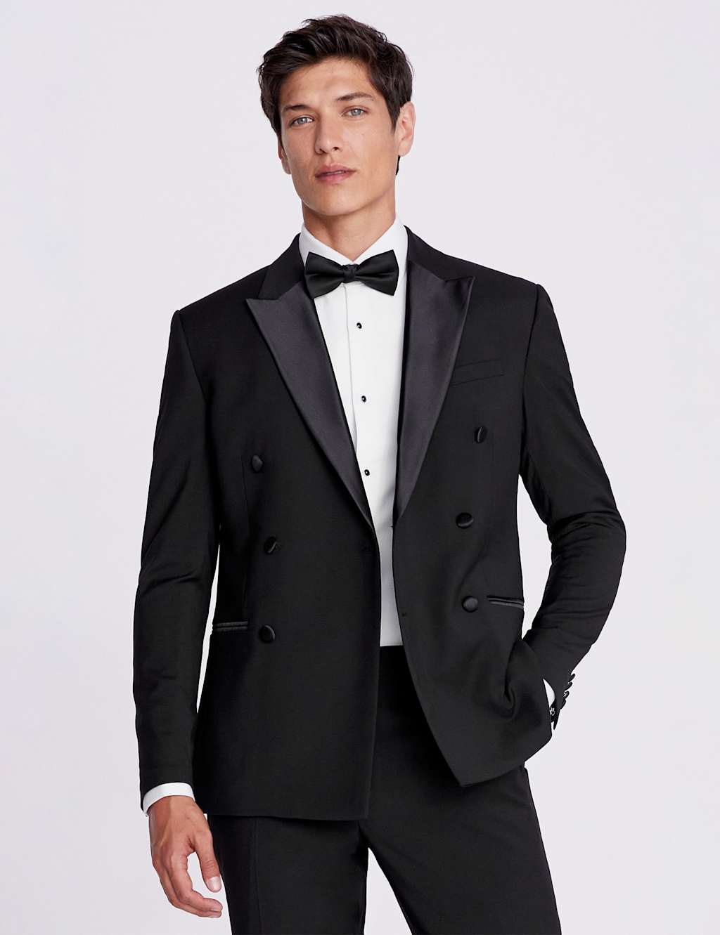 Moss Men's Slim Fit Double Breasted Tuxedo Jacket - 38 - Black - Available at M&S