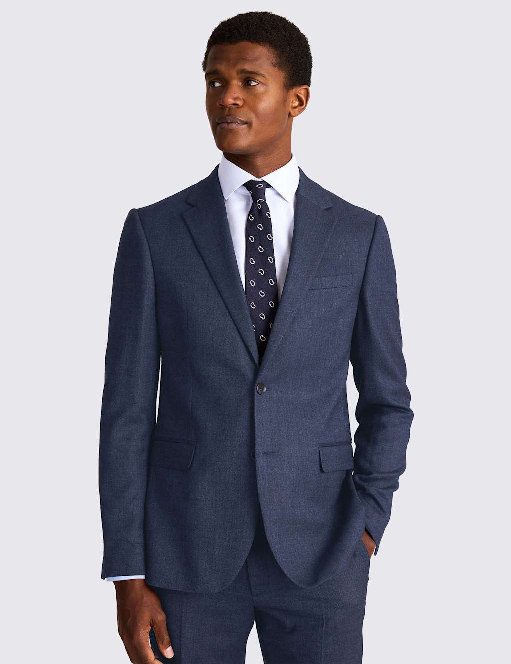 Moss Men's Slim Fit Wool Rich Textured Suit Jacket - 42 - Blue - Available at M&S