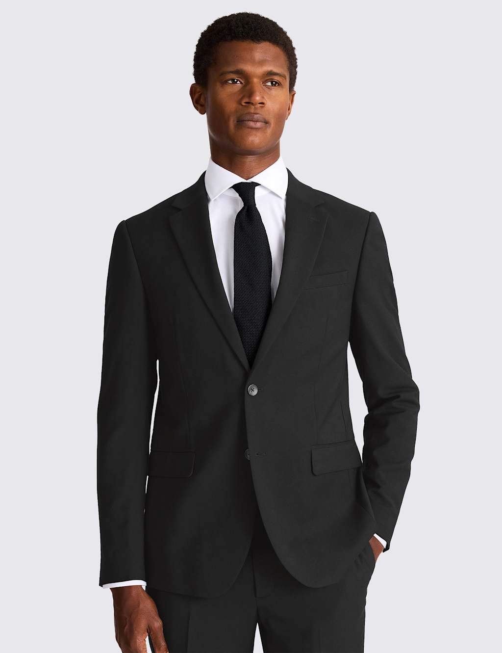 Moss Men's Slim Fit Stretch Suit Jacket - 46 - Black - Available at M&S