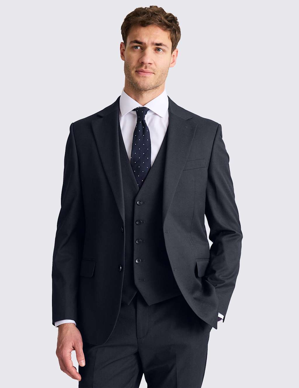 Moss Men's Tailored Fit Stretch Suit Jacket - 40 - Dark Navy - Available at M&S