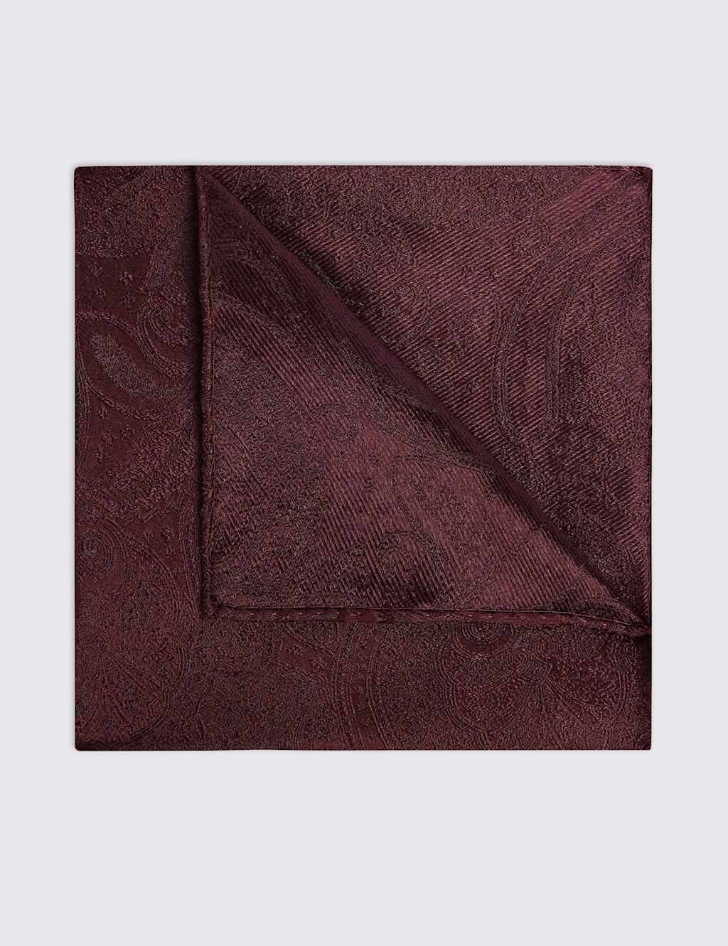 Moss Men's Paisley Pure Silk Pocket Square - Burgundy - Available at M&S