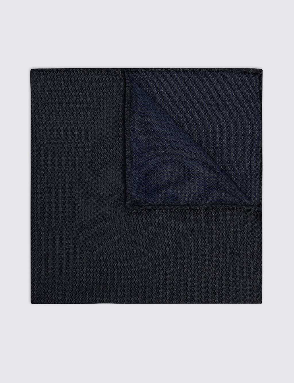 Moss Men's Woven Textured Pure Silk Pocket Square - Navy - Available at M&S