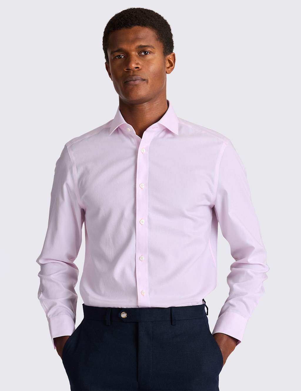 Moss Men's Tailored Fit Non Iron Oxford Shirt - 16 - Pink - Available at M&S