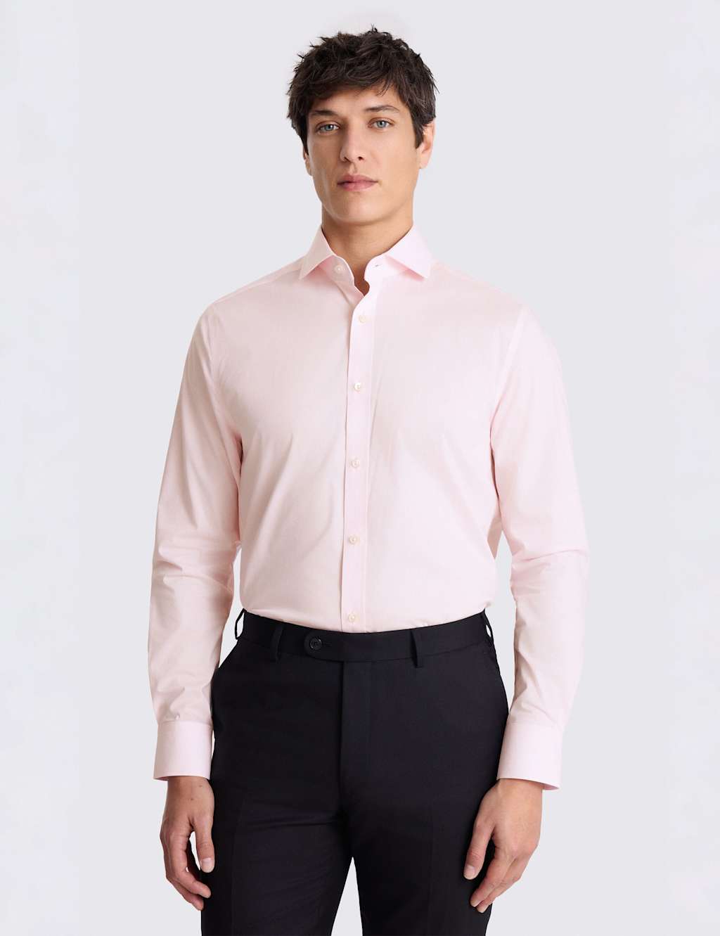 Moss Men's Tailored Fit Easy Iron Stretch Shirt - 15½ - Pink - Available at M&S
