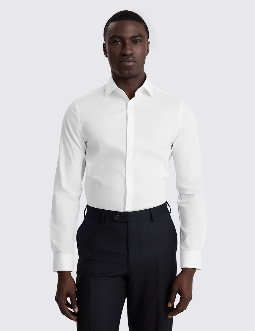 Moss Men's Slim Fit Cotton Rich Stretch Shirt - 14 - White - Available at M&S
