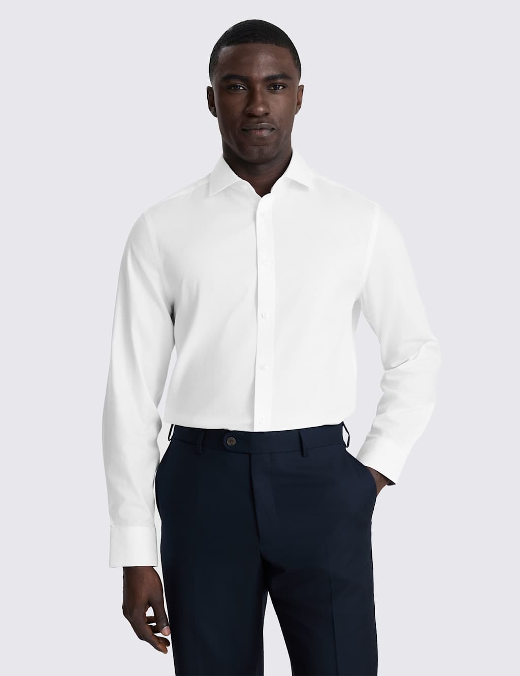 Moss Men's Tailored Fit Non Iron Pure Cotton Oxford Shirt - 19 - White - Available at M&S