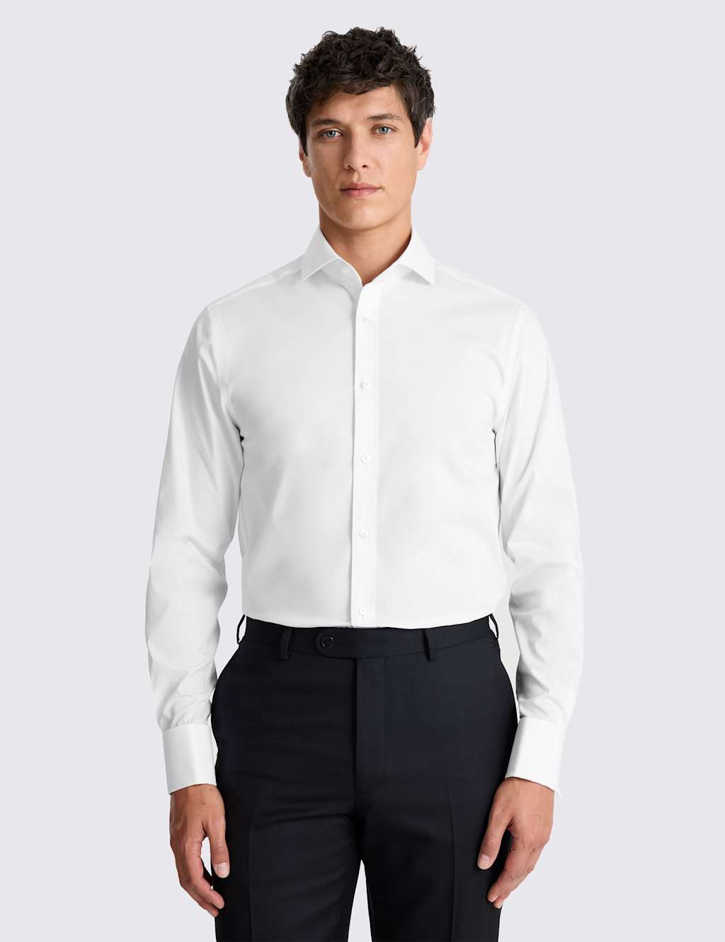 Moss Men's Tailored Fit Cotton Rich Stretch Shirt - 20 - White - Available at M&S