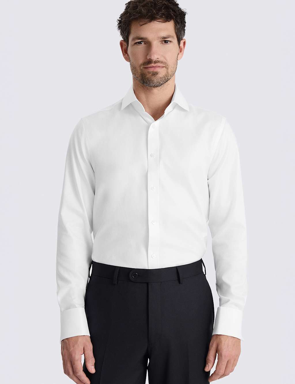 Moss Men's Tailored Fit Pure Cotton Twill Shirt - 16½ - White - Available at M&S