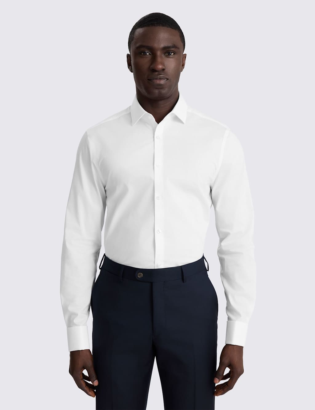Moss Men's Slim Fit Cotton Rich Stretch Shirt - 18 - White - Available at M&S