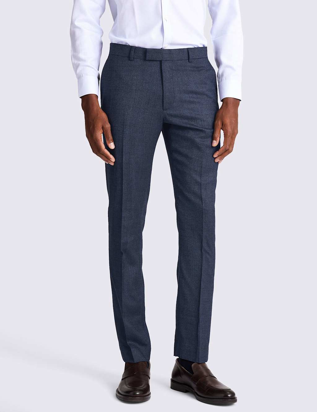 Moss Men's Slim Fit Wool Rich Textured Suit Trousers - 36 - Blue - Available at M&S