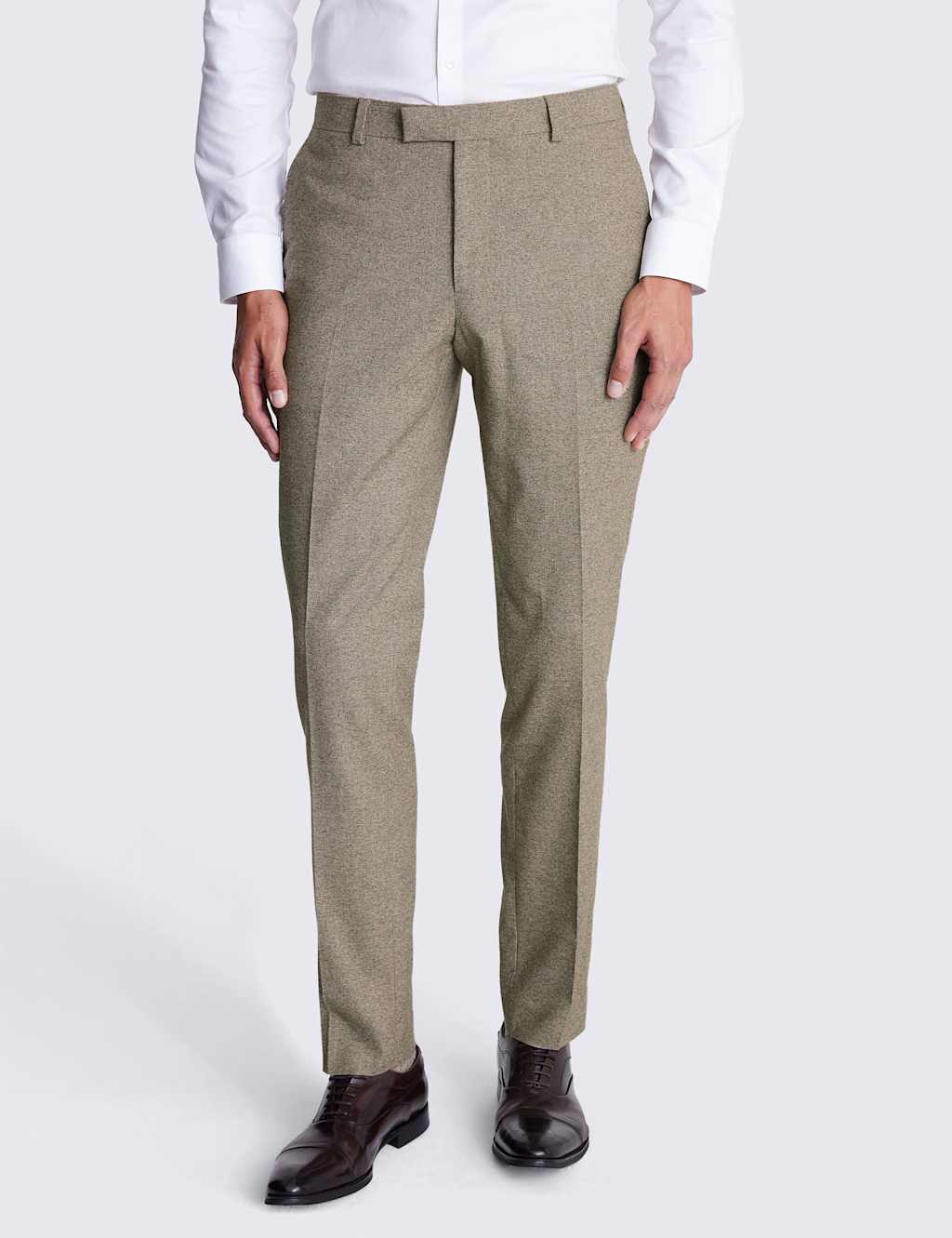 Moss Men's Slim Fit Brushed Stretch Suit Trousers - 32 - Neutral - Available at M&S