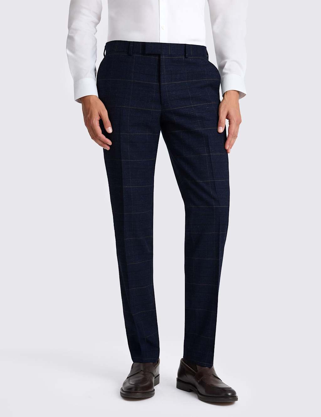 Moss Men's Slim Fit Check Suit Trousers - 32 - Navy Mix - Available at M&S