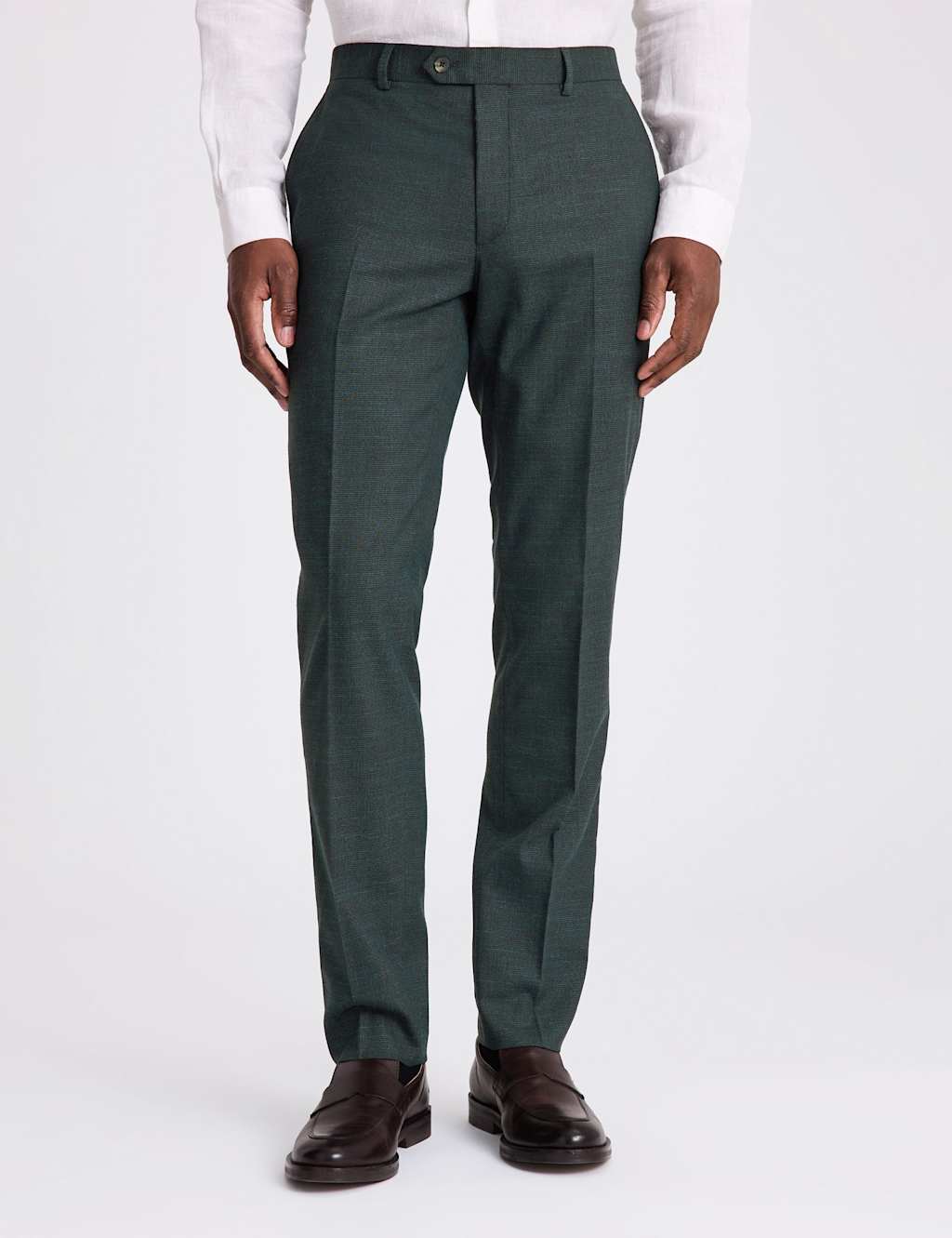 Moss Men's Slim Fit Textured Puppytooth Suit Trousers - 36 - Dark Green - Available at M&S