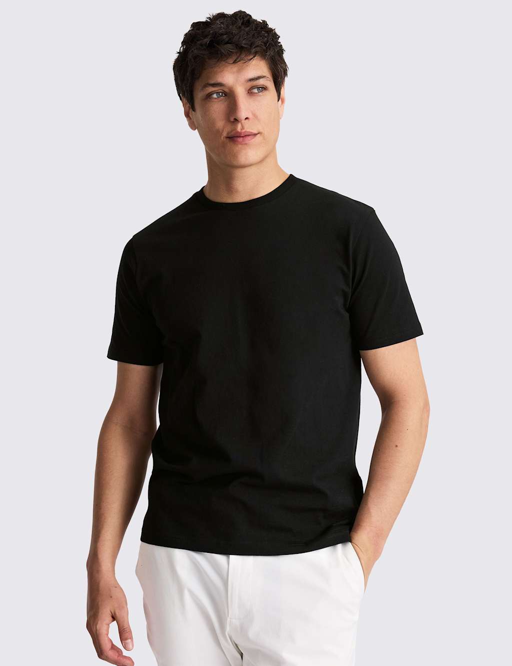 Moss Men's Pure Cotton Crew Neck T-Shirt - XL - Black - Available at M&S