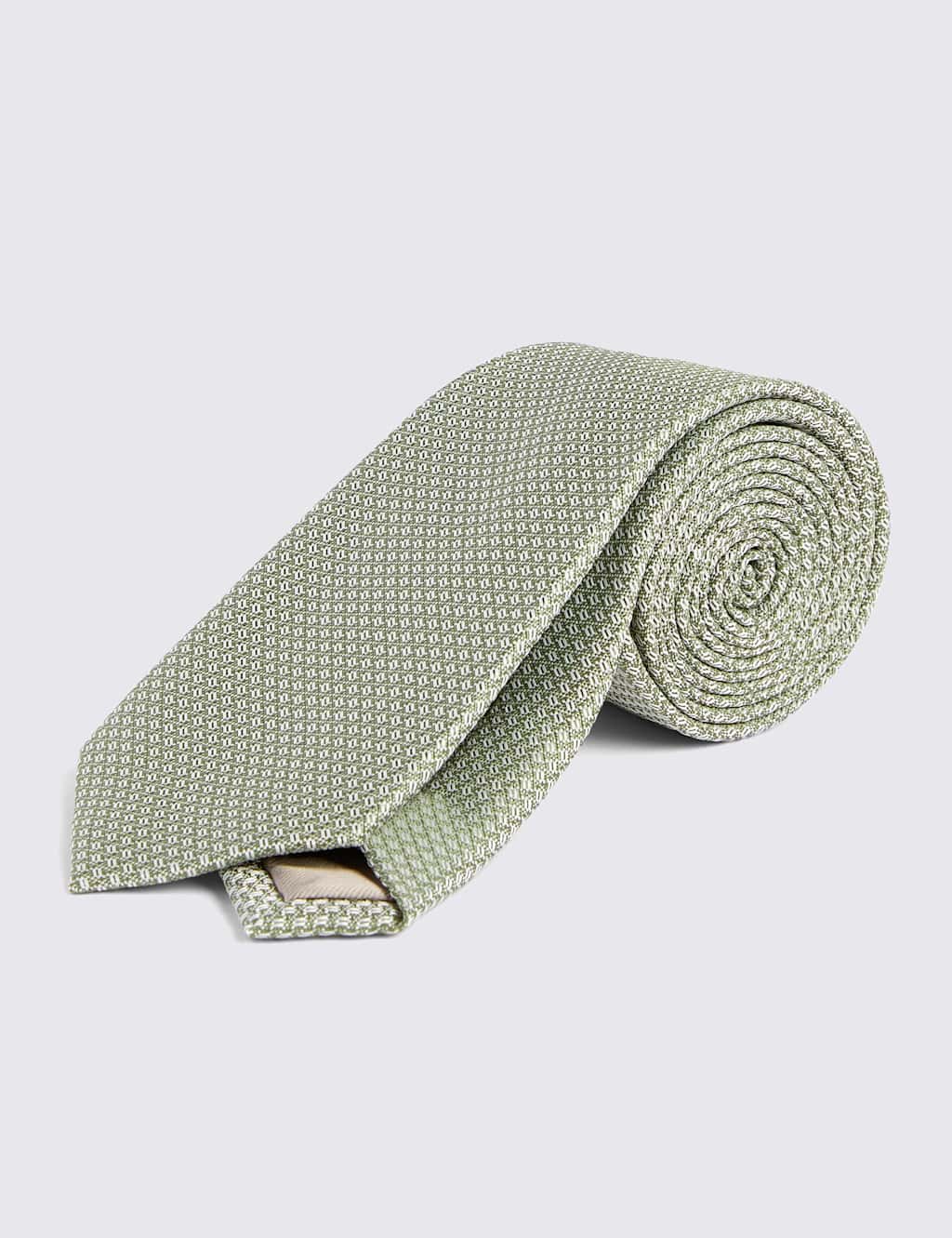Moss Men's Textured Tie - Sage - Available at M&S